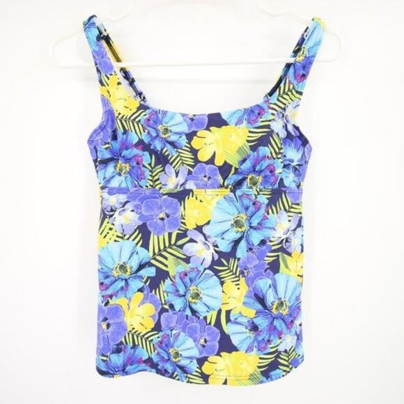 Lands' End Other - NWOT Lands End Swim Tankini Top Purple Yellow Floral Tropical Size 2P